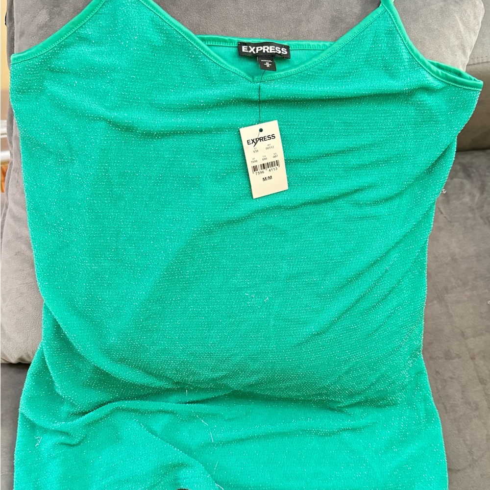 Express green glitter tank top